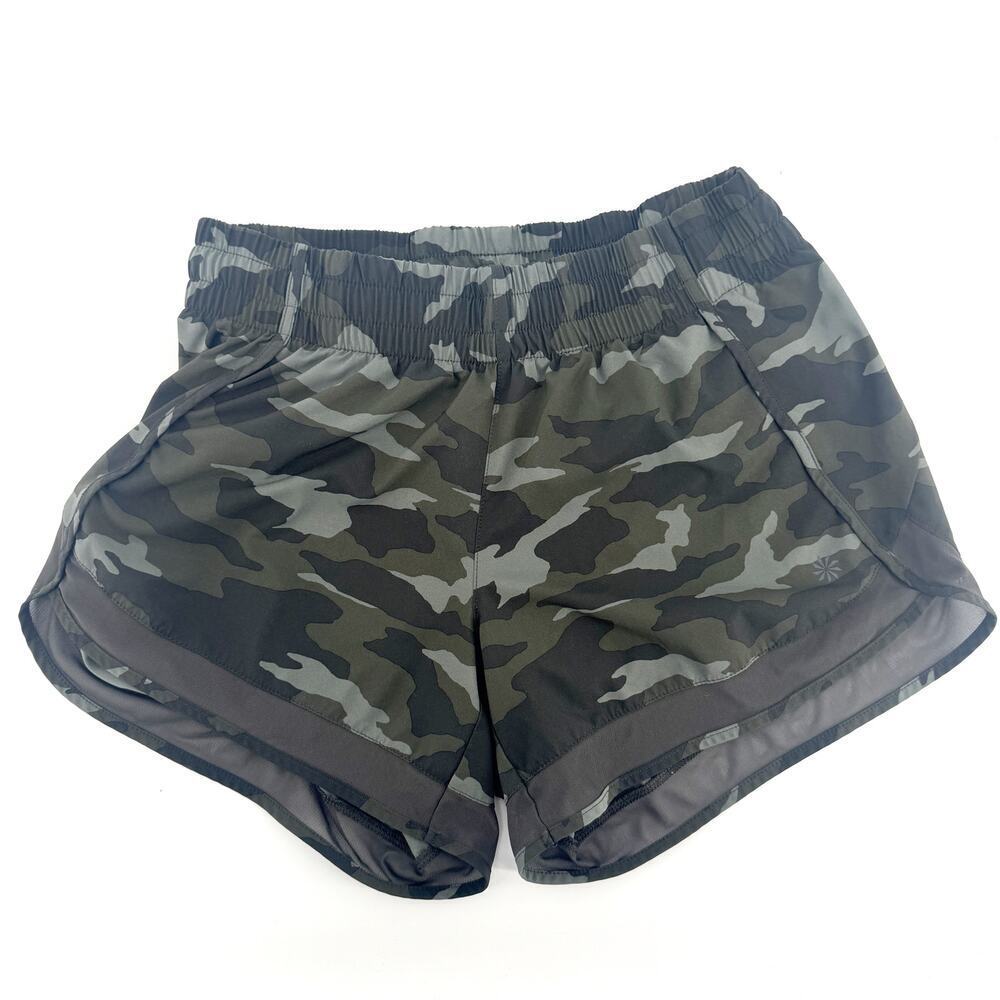 Athleta Printed Mesh Racer Run Shorts Camo - Size XS - Camouflage Athleisure Gym